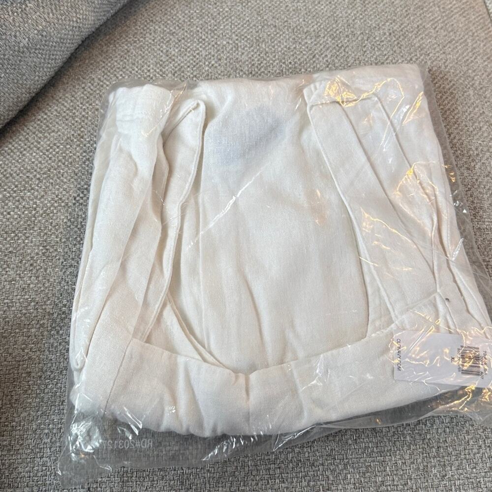 Old Navy White Lilies Square-Neck Linen-Blend Mini Dress - Picture 10 of 12